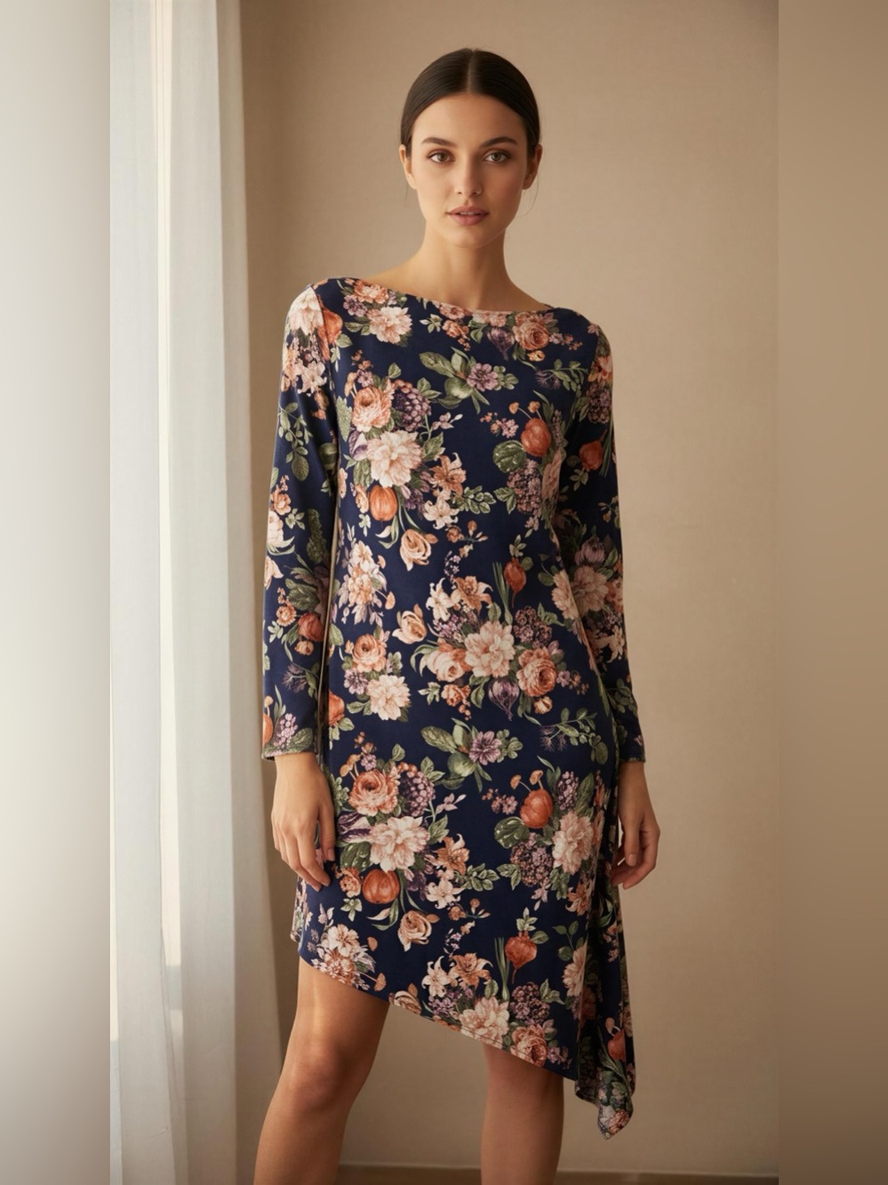 Abercrombie & Fitch Floral Asymmetrical Dress - Navy and Pink